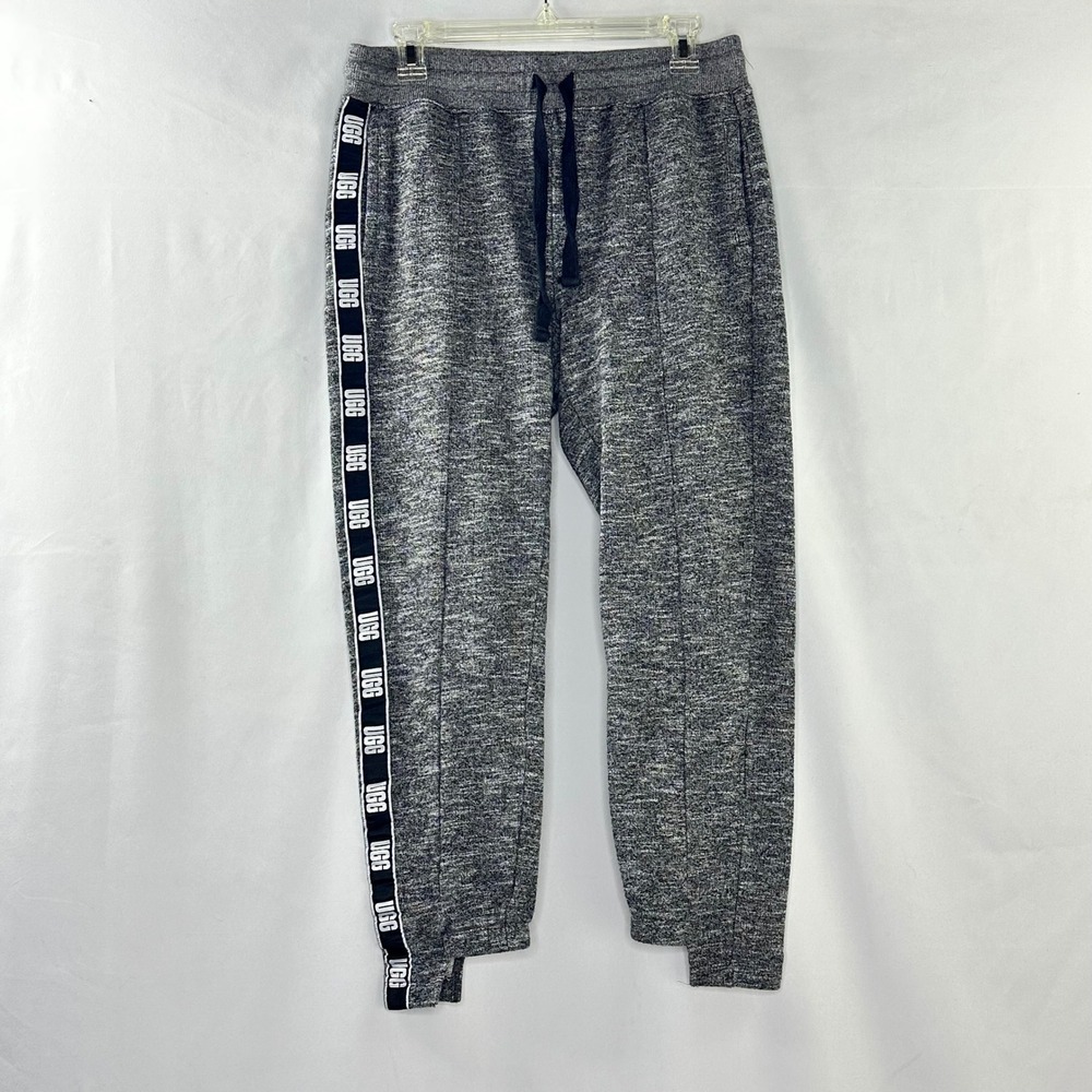 UGG Size M Joggers Grey Black Logo Tape Athleisure Lounge Pants Travel Casual